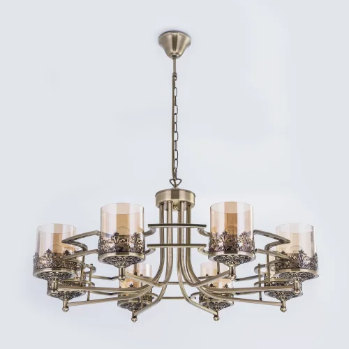 Люстра подвесная Ориент CL464183 Citilux янтарная прозрачная на 8 ламп, основание бронзовое в стиле классический  фото 2